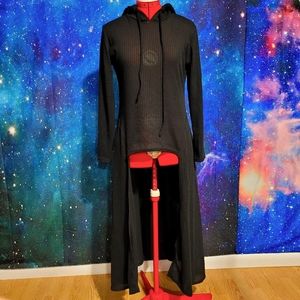 Hooded Goth Hi Low Duster in Black